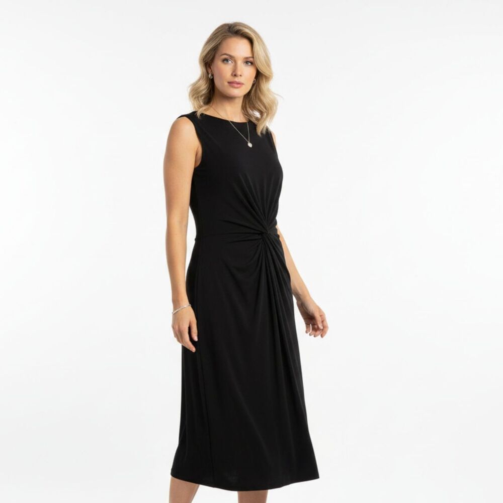 Ralph Lauren Black Sleeveless Tie Wrap Waist Midi Dress 12